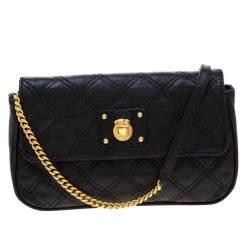 Marc Jacobs Black Quilted Leather Small Single Shoulder Bag For Women