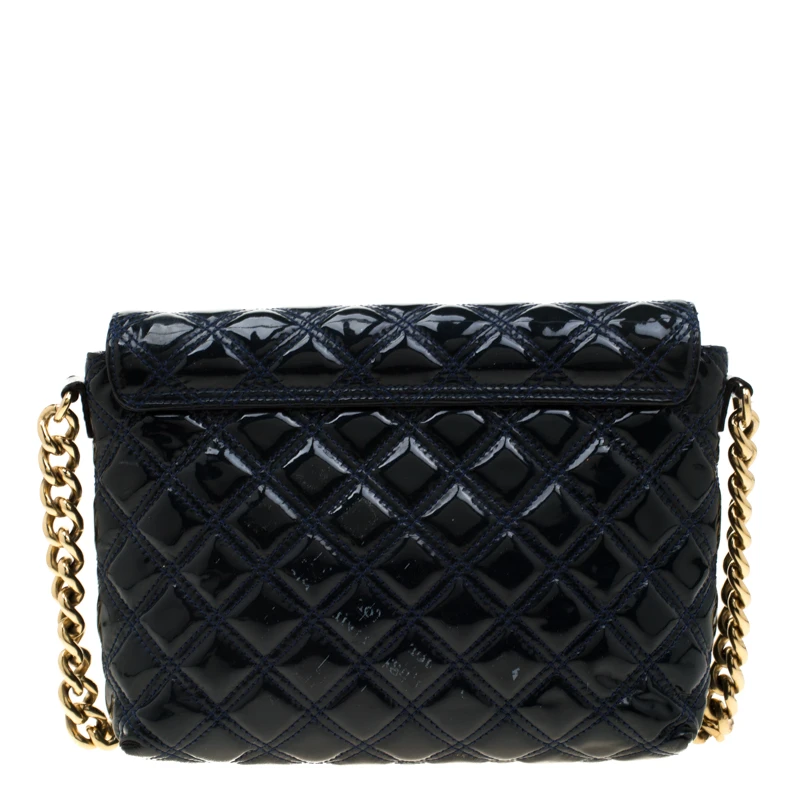 Marc Jacobs Marc Jacob Navy Blue Patent Leather Quilted Flap Bag For Women 4 Marc Jacobs Marc Jacob Navy Blue Patent Leather Quilted Flap Bag For Women - Image 4