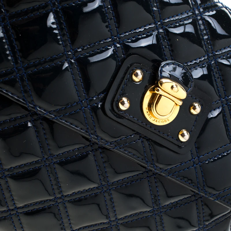 Marc Jacobs Marc Jacob Navy Blue Patent Leather Quilted Flap Bag For Women 5 Marc Jacobs Marc Jacob Navy Blue Patent Leather Quilted Flap Bag For Women - Image 5