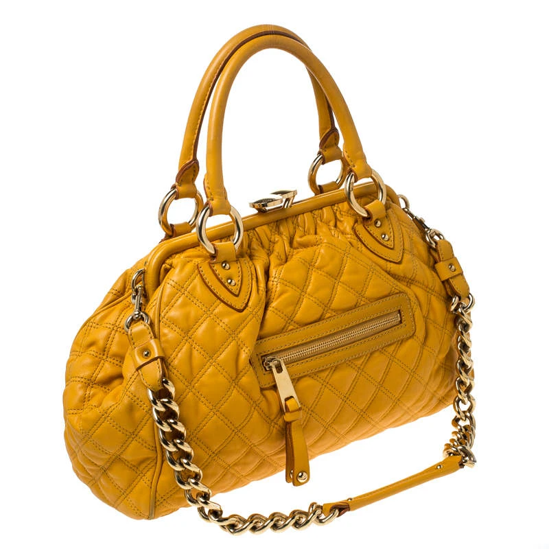 Marc Jacobs Yellow Quilted Leather Stam Shoulder Bag For Women 3 Marc Jacobs Yellow Quilted Leather Stam Shoulder Bag For Women - Image 3