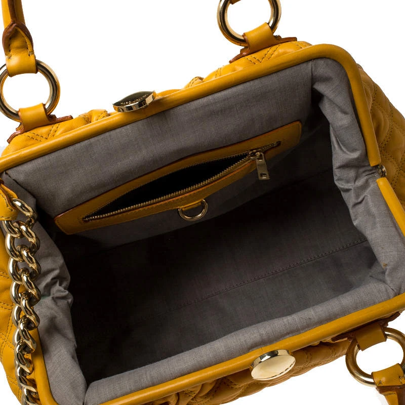 Marc Jacobs Yellow Quilted Leather Stam Shoulder Bag For Women 7 Marc Jacobs Yellow Quilted Leather Stam Shoulder Bag For Women - Image 7