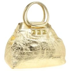 Marc Jacobs Metallic Gold Crackled Leather Tote For Women -Marc Jacobs shop luxury women marc jacobs used handbags p23525 003