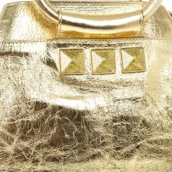 Marc Jacobs Metallic Gold Crackled Leather Tote For Women -Marc Jacobs shop luxury women marc jacobs used handbags p23525 006