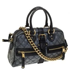 Marc Jacobs Black/Blue Quilted Leather Venetia Satchel For Women 13 Marc Jacobs Black/Blue Quilted Leather Venetia Satchel For Women -Marc Jacobs shop luxury women marc jacobs used handbags p238948 001