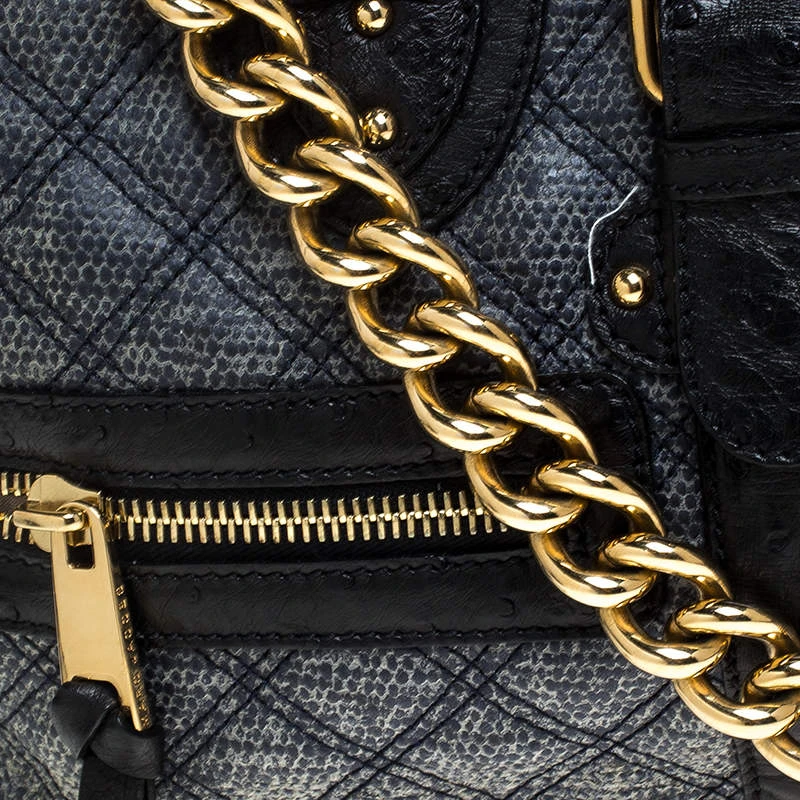 Marc Jacobs Black/Blue Quilted Leather Venetia Satchel For Women 5 Marc Jacobs Black/Blue Quilted Leather Venetia Satchel For Women - Image 5