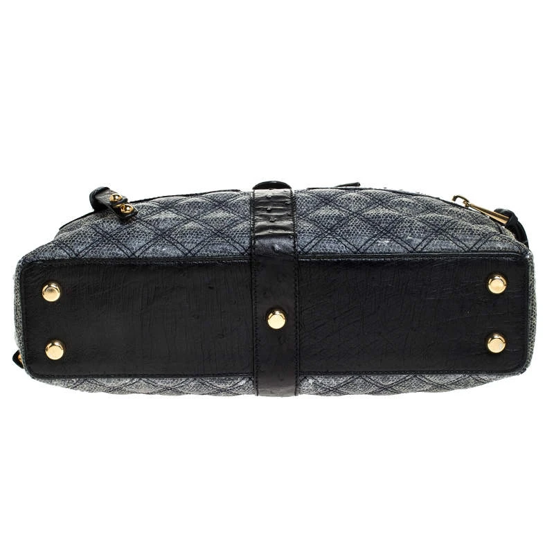 Marc Jacobs Black/Blue Quilted Leather Venetia Satchel For Women 6 Marc Jacobs Black/Blue Quilted Leather Venetia Satchel For Women - Image 6