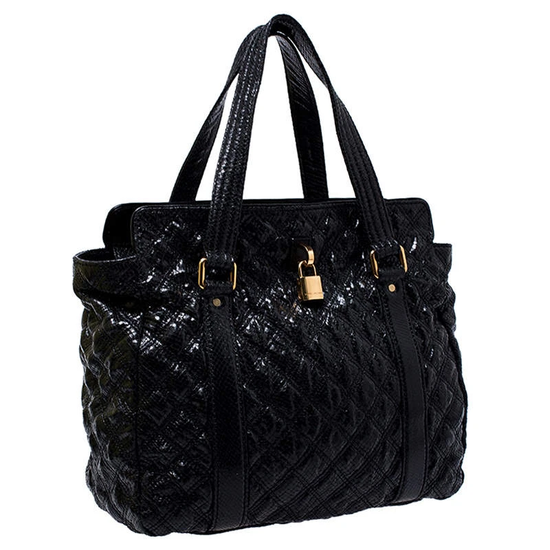 Marc Jacobs Black Quilted Snakeskin Embossed Coated Canvas Tote For Women 3 Marc Jacobs Black Quilted Snakeskin Embossed Coated Canvas Tote For Women - Image 3