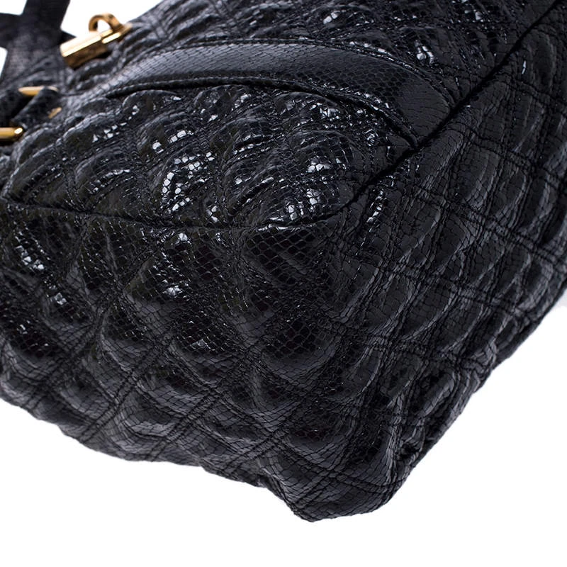 Marc Jacobs Black Quilted Snakeskin Embossed Coated Canvas Tote For Women 10 Marc Jacobs Black Quilted Snakeskin Embossed Coated Canvas Tote For Women - Image 10