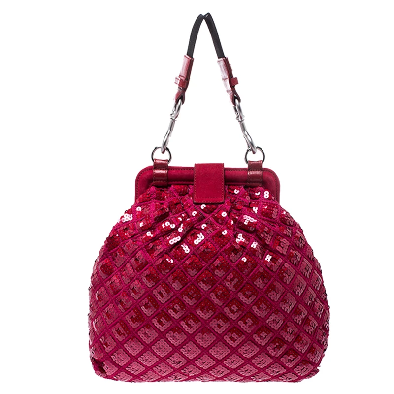 Marc Jacobs Red Sequins Embellished Canvas And Suede Frog Frame Shoulder Bag For Women 4 Marc Jacobs Red Sequins Embellished Canvas And Suede Frog Frame Shoulder Bag For Women - Image 4