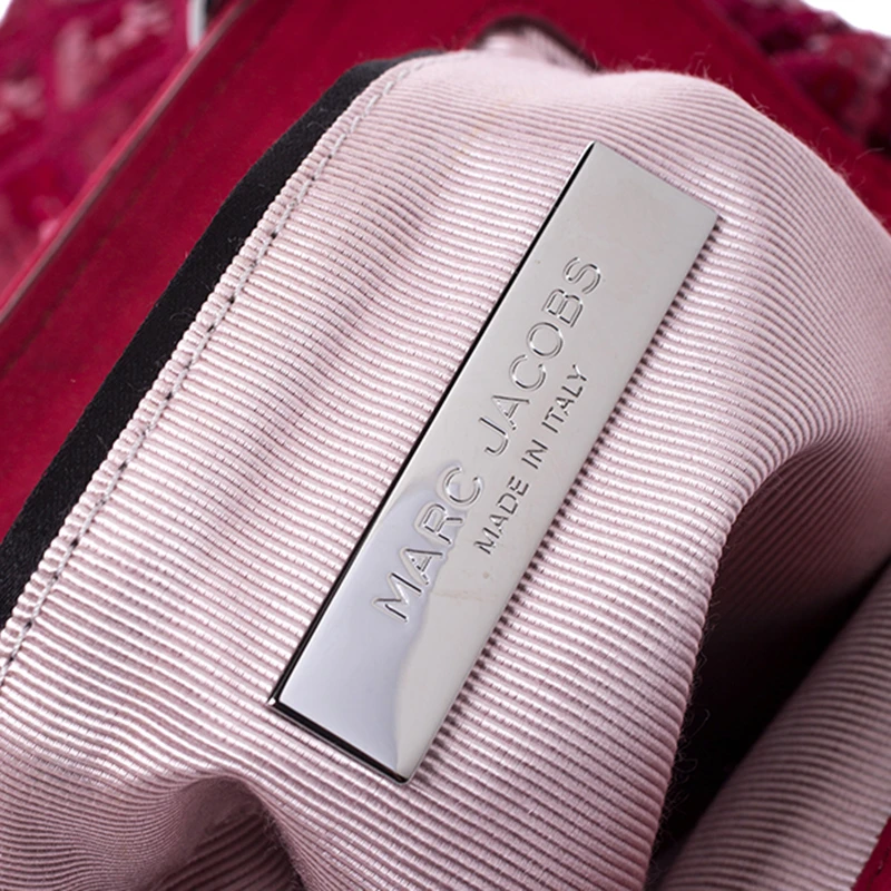 Marc Jacobs Red Sequins Embellished Canvas And Suede Frog Frame Shoulder Bag For Women 8 Marc Jacobs Red Sequins Embellished Canvas And Suede Frog Frame Shoulder Bag For Women - Image 8