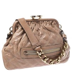 Marc Jacobs Beige Quilted Leather Little Stam Shoulder Bag For Women -Marc Jacobs shop luxury women marc jacobs used handbags p248578 003