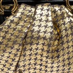 Marc Jacobs Black/Gold Houndstooth Print Leather And Fur Little Stam Shoulder Bag For Women -Marc Jacobs shop luxury women marc jacobs used handbags p251500 003