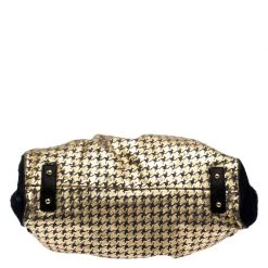 Marc Jacobs Black/Gold Houndstooth Print Leather And Fur Little Stam Shoulder Bag For Women -Marc Jacobs shop luxury women marc jacobs used handbags p251500 006