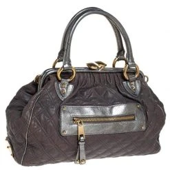 Marc Jacobs Grey/Silver Quilted Leather Stam Shoulder Bag For Women -Marc Jacobs shop luxury women marc jacobs used handbags p252405 001