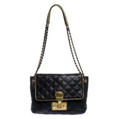 Marc Jacobs Navy Blue Quilted Leather Flap Crossbody Bag For Women
