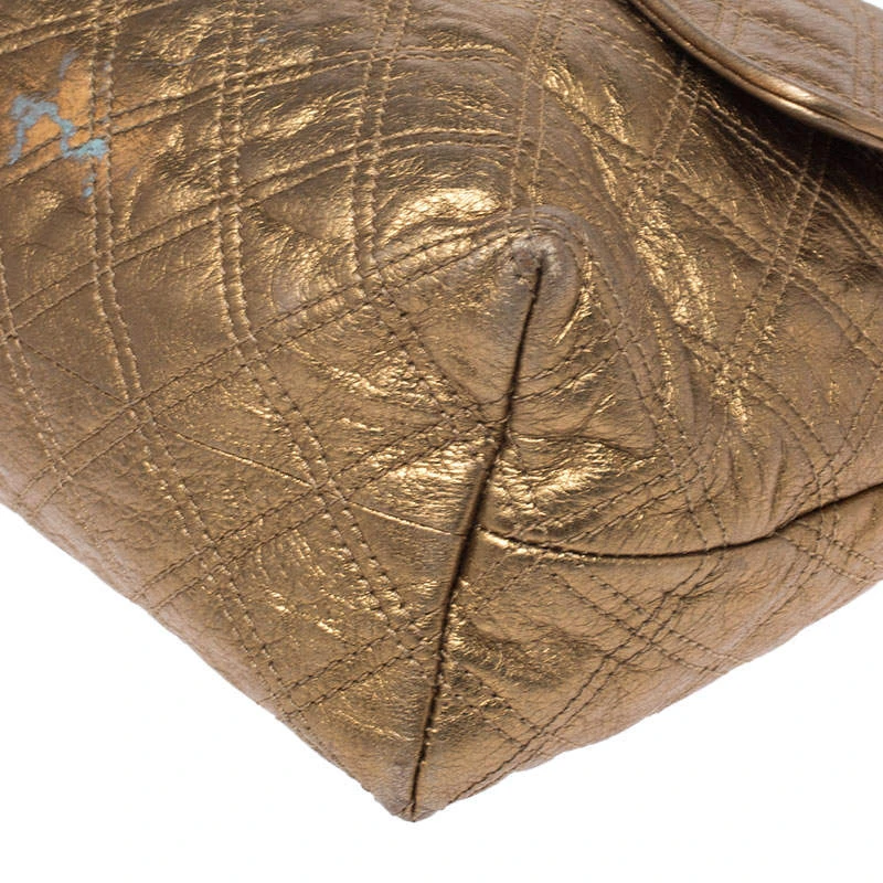 Marc Jacobs Metallic Gold Quilted Leather Flap Shoulder Bag For Women 12 Marc Jacobs Metallic Gold Quilted Leather Flap Shoulder Bag For Women - Image 12