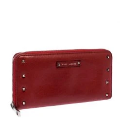Marc Jacobs Red Studded Leather Zip Around Continental Wallet For Women 12 Marc Jacobs Red Studded Leather Zip Around Continental Wallet For Women -Marc Jacobs shop luxury women marc jacobs used handbags p258763 006