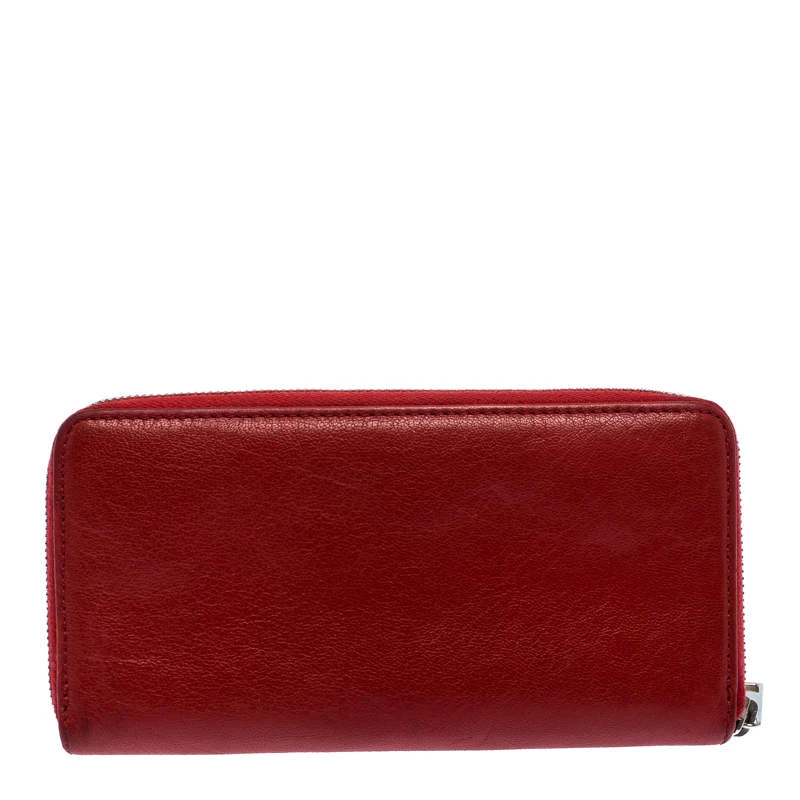 Marc Jacobs Red Studded Leather Zip Around Continental Wallet For Women 4 Marc Jacobs Red Studded Leather Zip Around Continental Wallet For Women - Image 4