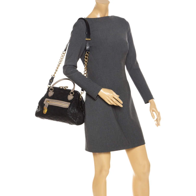 Marc Jacobs Black Quilted Leather Mini Stam Satchel For Women 2 Marc Jacobs Black Quilted Leather Mini Stam Satchel For Women - Image 2