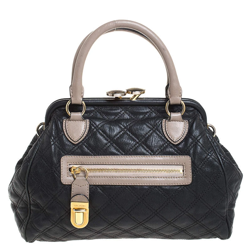 Marc Jacobs Black Quilted Leather Mini Stam Satchel For Women 1 Marc Jacobs Black Quilted Leather Mini Stam Satchel For Women