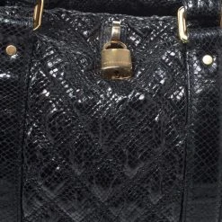 Marc Jacobs Black Quilted Snakeskin Embossed Leather Tote For Women -Marc Jacobs shop luxury women marc jacobs used handbags p259066 008