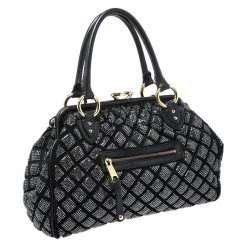 Marc Jacobs Black Crystal Embellished Quilted Leather Stam Satchel For Women -Marc Jacobs shop luxury women marc jacobs used handbags p262691 005