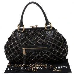 Marc Jacobs Black Crystal Embellished Satin Stam Satchel For Women 19 Marc Jacobs Black Crystal Embellished Satin Stam Satchel For Women -Marc Jacobs shop luxury women marc jacobs used handbags p271004 006