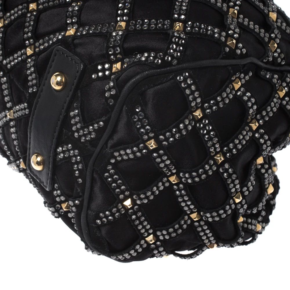 Marc Jacobs Black Crystal Embellished Satin Stam Satchel For Women 10 Marc Jacobs Black Crystal Embellished Satin Stam Satchel For Women - Image 10