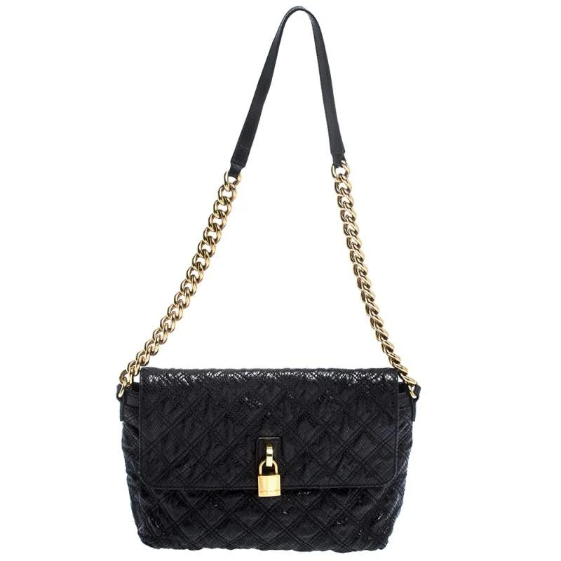 Marc Jacobs Black Quilted Leather Shoulder Bag For Women 1 Marc Jacobs Black Quilted Leather Shoulder Bag For Women