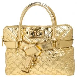 Marc Jacobs Gold Quilted Leather Bruna Belted Tote For Women