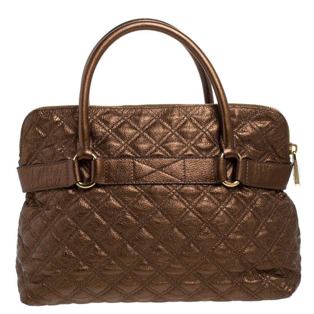 Marc Jacobs Metallic Bronze Quilted Leather Bruna Bow Satchel For Women 4 Marc Jacobs Metallic Bronze Quilted Leather Bruna Bow Satchel For Women - Image 4