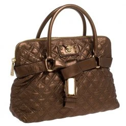 Marc Jacobs Metallic Bronze Quilted Leather Bruna Bow Satchel For Women 14 Marc Jacobs Metallic Bronze Quilted Leather Bruna Bow Satchel For Women -Marc Jacobs shop luxury women marc jacobs used handbags p277513 008