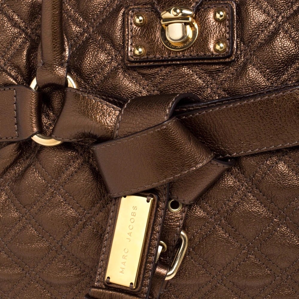 Marc Jacobs Metallic Bronze Quilted Leather Bruna Bow Satchel For Women 5 Marc Jacobs Metallic Bronze Quilted Leather Bruna Bow Satchel For Women - Image 5