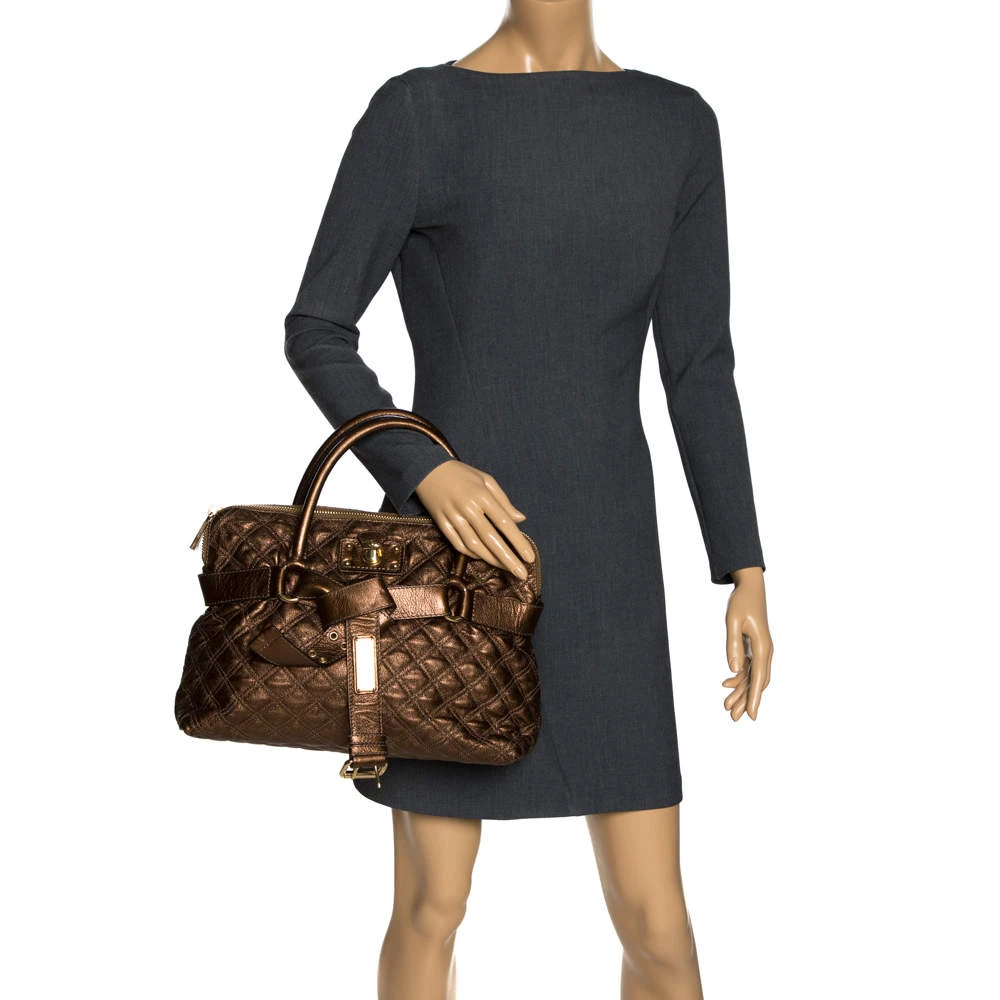 Marc Jacobs Metallic Bronze Quilted Leather Bruna Bow Satchel For Women 2 Marc Jacobs Metallic Bronze Quilted Leather Bruna Bow Satchel For Women - Image 2