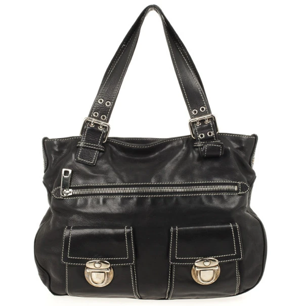 Marc Jacobs Black Leather Stella Tote For Women 1 Marc Jacobs Black Leather Stella Tote For Women