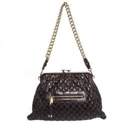 Marc Jacobs Burgundy Quilted Leather Stam Shoulder Bag For Women