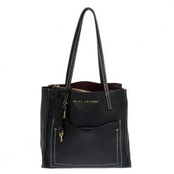 Marc Jacobs Black Leather Grind T Pocket Tote For Women