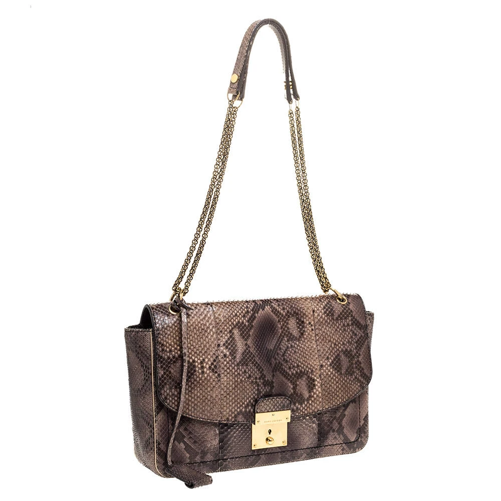 Marc Jacobs Grey/Beige Python Polly Shoulder Bag For Women 3 Marc Jacobs Grey/Beige Python Polly Shoulder Bag For Women - Image 3