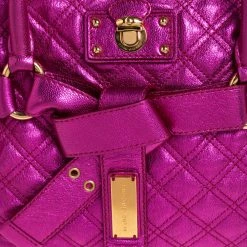 Marc Jacobs Metallic Pink Quilted Leather Satchel For Women -Marc Jacobs shop luxury women marc jacobs used handbags p314731 006