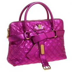 Marc Jacobs Metallic Pink Quilted Leather Satchel For Women -Marc Jacobs shop luxury women marc jacobs used handbags p314731 007