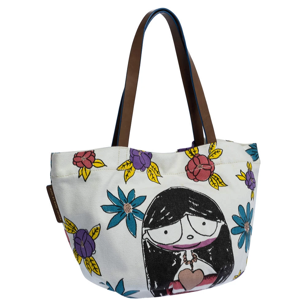 Marc Jacobs White Printed Canvas And Leather Tote For Women 3 Marc Jacobs White Printed Canvas And Leather Tote For Women - Image 3