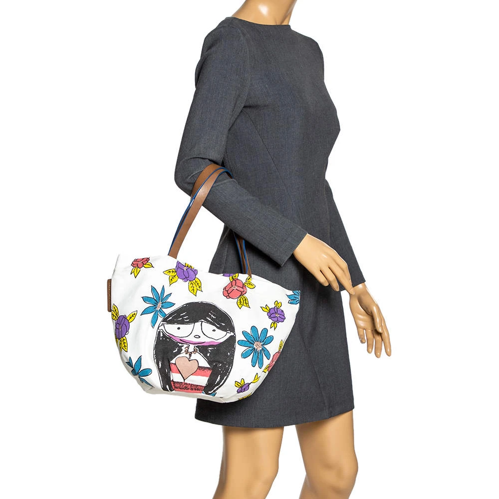 Marc Jacobs White Printed Canvas And Leather Tote For Women 2 Marc Jacobs White Printed Canvas And Leather Tote For Women - Image 2