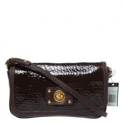 Marc Jacobs Dark Brown Patent Leather Shoulder Bag For Women