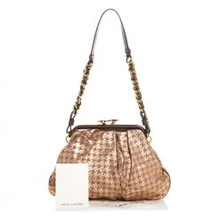 Marc Jacobs Taupe/Rose Gold Printed Leather Little Stam Crystal Embellished Shoulder Bag For Women 21 Marc Jacobs Taupe/Rose Gold Printed Leather Little Stam Crystal Embellished Shoulder Bag For Women -Marc Jacobs shop luxury women marc jacobs used handbags p326469 001