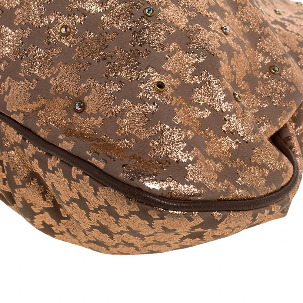 Marc Jacobs Taupe/Rose Gold Printed Leather Little Stam Crystal Embellished Shoulder Bag For Women 11 Marc Jacobs Taupe/Rose Gold Printed Leather Little Stam Crystal Embellished Shoulder Bag For Women - Image 11