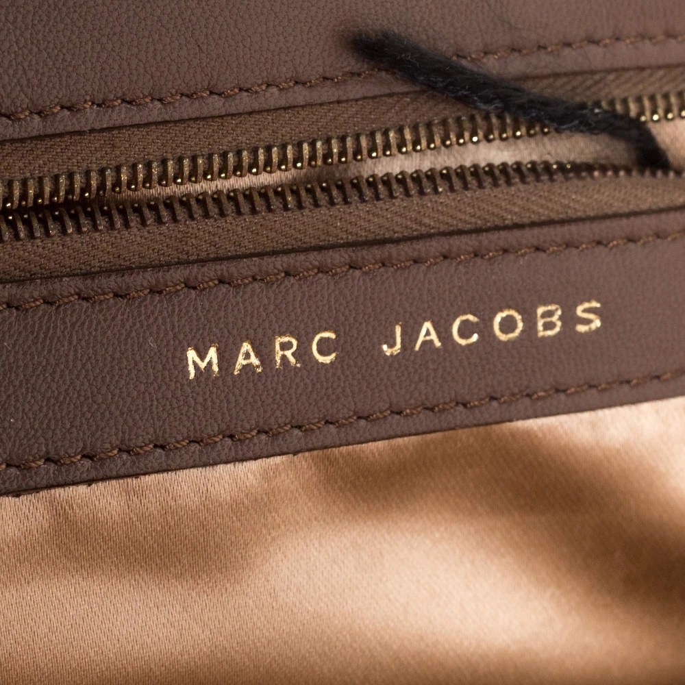 Marc Jacobs Taupe/Rose Gold Printed Leather Little Stam Crystal Embellished Shoulder Bag For Women 9 Marc Jacobs Taupe/Rose Gold Printed Leather Little Stam Crystal Embellished Shoulder Bag For Women - Image 9