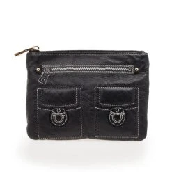 Marc Jacobs Black Leather Two Pocket Clutch For Women