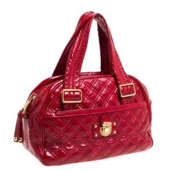 Marc Jacobs Red Quilted Patent Leather Pushlock Satchel For Women 13 Marc Jacobs Red Quilted Patent Leather Pushlock Satchel For Women -Marc Jacobs shop luxury women marc jacobs used handbags p330394 003