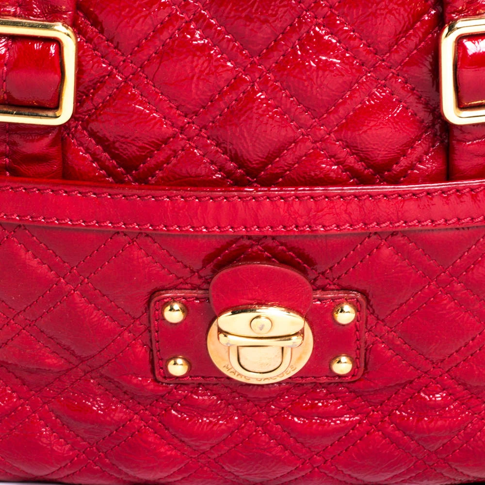 Marc Jacobs Red Quilted Patent Leather Pushlock Satchel For Women 5 Marc Jacobs Red Quilted Patent Leather Pushlock Satchel For Women - Image 5
