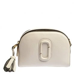 Marc Jacobs White Leather Small Shutter Camera Shoulder Bag For Women